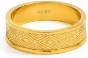 Adiba The Diamonds Pattern 18k Plated Stainless Steel Ring in Gold at Nordstrom, Size 7