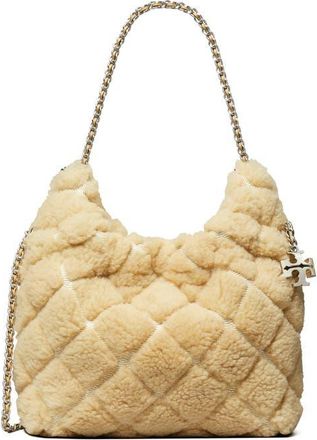 Tory Burch Fleming Genuine Shearling Hobo Bag in Ivory at Nordstrom