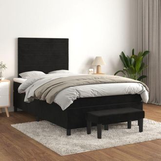 vidaXL Cama Box Spring Con Colch&oacute;n Terciopelo Negro 120x200 Cm Vidaxl