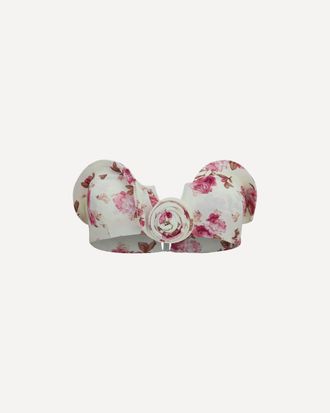 Magda Butrym Sculptural floral-print bandeau Swim Top Female 38