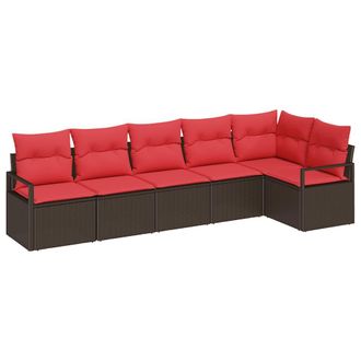 vidaXL Juego De Sof&aacute; 6 Pcs Marr&oacute;n Rat&aacute;n Sint&eacute;tico Vidaxl