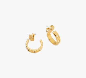 Kate Spade New York Womens Set In Stone Huggie Earrings in Beige | Multi