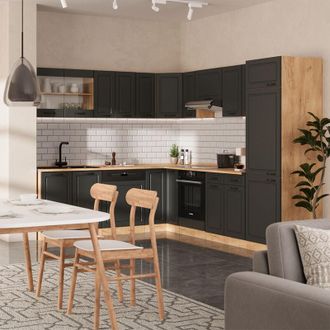 Vicco Cocina Esquinera R-line, Casa De Campo Antracita/roble Dorado, 227 X 287 Cm, Et Roble