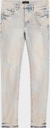 Purple Men & apos;s P001 Pink Mud Distressed Stretch Skinny Jeans