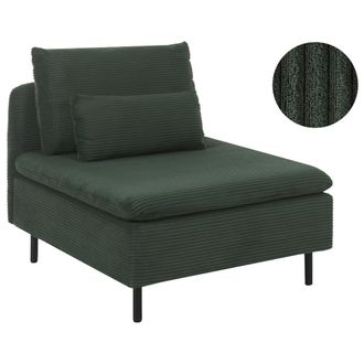 Beliani Sill&oacute;n Modular De Pana Asiento 1 Plaza Coj&iacute;n Adicional Moderno Verde Oscuro Lemvig