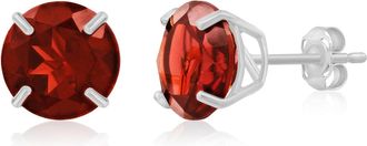MAX + STONE 14k White Gold 9mm Round Cut Gemstone Stud Earrings