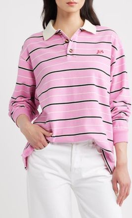 Damson Madder Remie Long Sleeve Striped Rugby Shirt in Pink at Nordstrom, Size 14