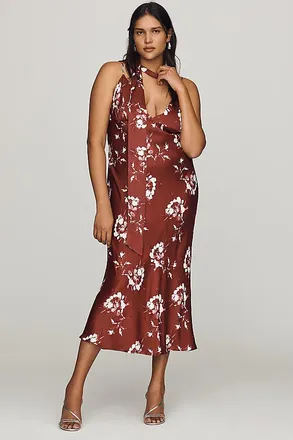 Maeve Clara Scarf-Neck Midi Dress