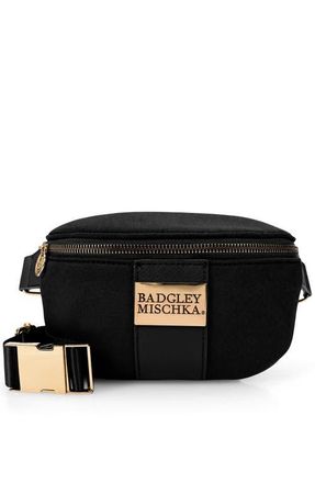 Badgley Mischka Sage Scuba and Vegan Leather Belt Bag in Black at Nordstrom