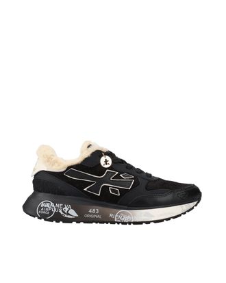 Premiata Black Suede Pony Hair Accent Sneakers