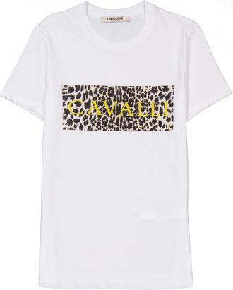 Roberto Cavalli White Logo T-Shirt, Size X-Small
