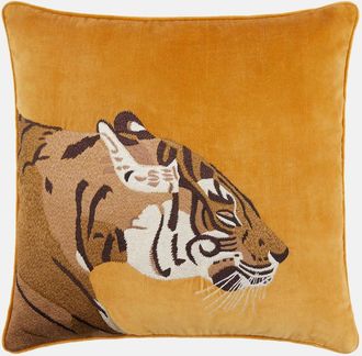 Les-Ottomans Embroidered cotton velvet cushion