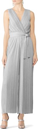 Saylor Kori Jumpsuit In Metallic Print Silver