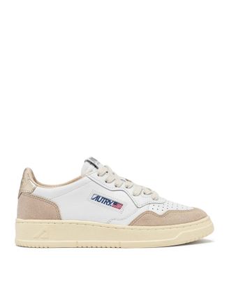 Autry MEDALIST LOW SNEAKERS IN WHITE AND GOLD LEATHER AND SUEDE - Autry - Woman