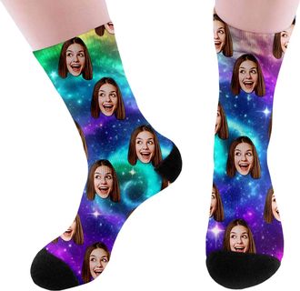 Generic Personalised Socks with Photo Fashion Funny Custom Face Socks Personalised Sock with Dog Pet and Heart Picture Unisex Print Crew Sock Valentines Day G