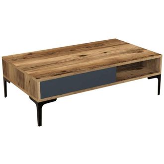 Dmora Mesa De Caf&eacute; Djagiell, Mesa De Centro Baja, Revistero Para Sof&aacute;, Estante De La Sala De Estar, 105x60h33 Cm, Nogal Y Antracita - Dmora