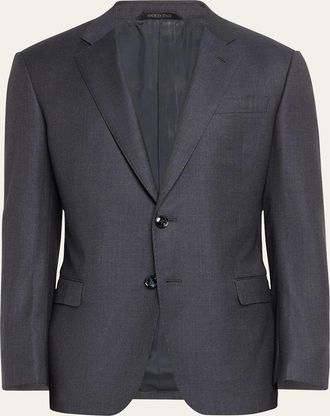 Giorgio Armani Mens Micro-Pattern Wool Suit
