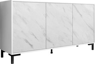 Mirjan24 Mobilier1 - Aparador Charlotte 159, Blanco + M&aacute;rmol Blanco, 81x150cm, N&uacute;mero De Puertas: 045cm, Aglomerado Laminado