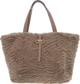 Ferragamo Brown Leather Fur Tote Bag (Pre-Owned)