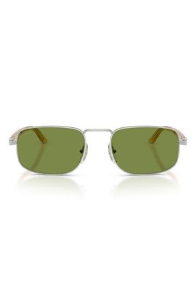 Persol 56mm Pillow Sunglasses in Silver /Green at Nordstrom
