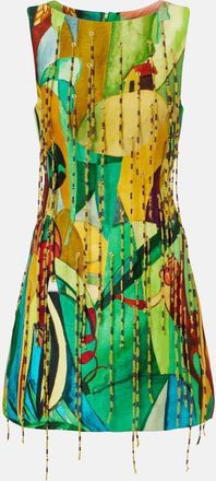 Alemais Mokshini beaded linen-blend minidress
