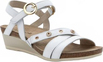 Naot Womens Sparkle Wedge Sandal In White Leather