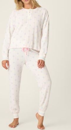PJ Salvage Brushed Thermal Knit Pajamas in Ivory at Nordstrom Rack, Size X-Small