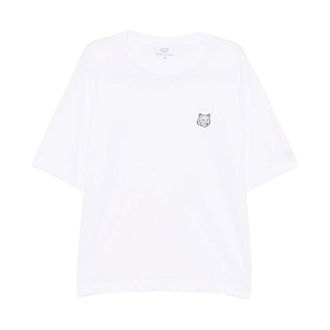 Maison Kitsun&eacute; T-Shirts, male, White, Size: XS Crew Neck Short-Sleeve Straight-Hem T-Shirt