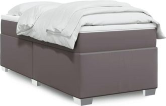 vidaXL Vidaxl - Cama Box Spring Con Colch&oacute;n Cuero Sint&eacute;tico Gris 90x190 Cm
