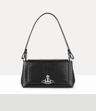 Vivienne Westwood Hazel Medium Handbag Mini Croc-embossed Black