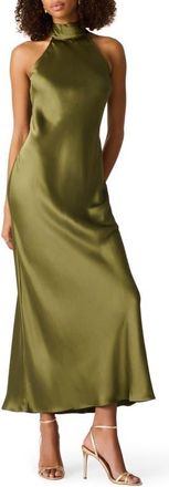 Steve Madden Lara Satin Bias Cut Maxi Dress in Burnt Olive at Nordstrom, Size X-Large