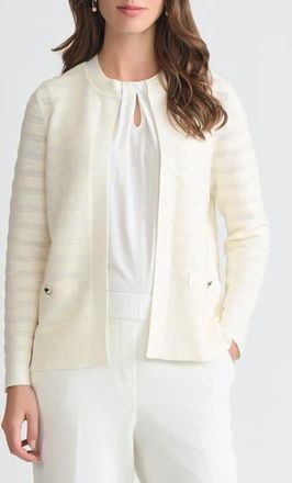 Kasper Kissing Front Ottoman Stitch Cardigan in Vanilla Ice at Nordstrom Rack, Size X-Small