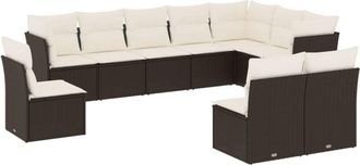 vidaXL Vidaxl - Set De Sof&aacute;s De Jard&iacute;n 10 Pzas Cojines Rat&aacute;n Sint&eacute;tico Negro