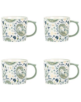 10 Strawberry Street Set Of 4 Madison Mugs, Paisly Cat