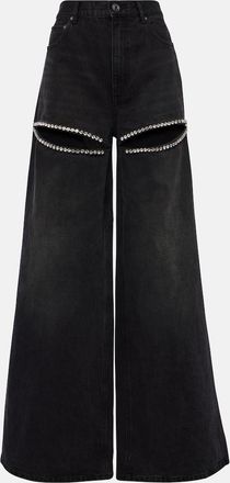 Area Crystal-embellished wide-leg jeans