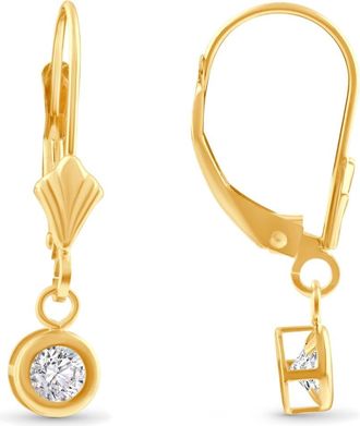 Pompeii3 1/2Ct Diamond Lab Grown Dangle Lever Back Hoop Earrings 14k Yellow Gold
