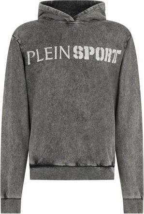 Plein Sport Washed Hoodie Crackle Scratch - Heren - Sportshirts - Zwart - 3XL - Katoen - Fitness