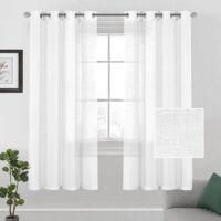 OEM Cortinas De Lino Con Ojales, Se Venden En Juegos De 2. Cortinas Transparentes Con Ojales, Cortinas Para Sal&oacute;n, 132 X 160 Cm (blancas). - Crezuo