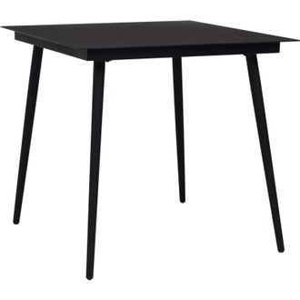 vidaXL Mesa De Comedor De Jard&iacute;n Acero Y Vidrio Negra 80x80x74 Cm Vidaxl