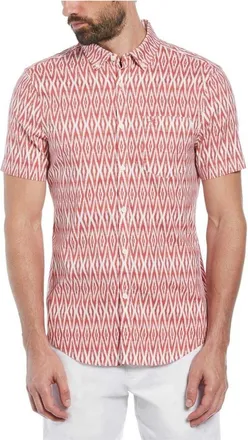 Original Penguin Heren Ikat Normaal Shirt Met Korte Mouwen (Mineraal Rood)