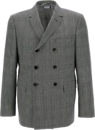 Thom Browne Multicolor Double-Breasted Houndstooth Wool Blazer