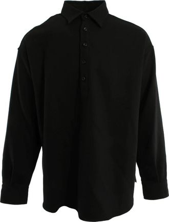 Armani Stretch Twill Polo-Shirt met Kraag - Heren - Casual Overhemden - Zwart - S - Polyester - Overhemden