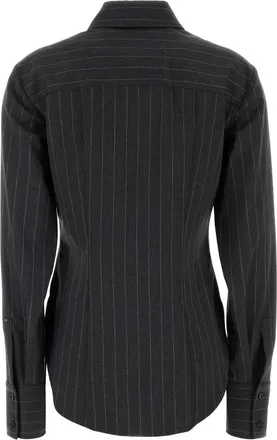 Sportmax Virgin Wool Pinstriped Shirt - Gray