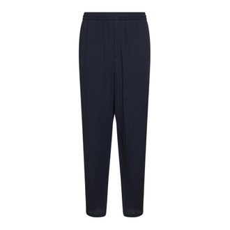 Giorgio Armani Straight Trousers, male, Blue, Size: XL Flat-front Trousers