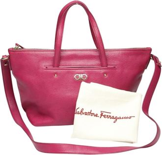 Ferragamo Leather Handbag Shoulder Bag (Pre-Owned)