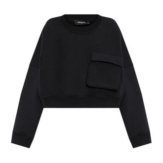 Dsquared2 Sweatshirt met zak - Dames - Sweatshirts - Zwart - M - Katoen - Hoodies & sweatvesten