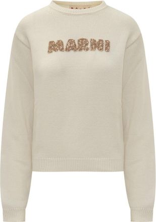 Marni Off White White Logo Crew Neck Sweater