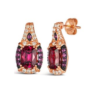 Le Vian Ladies Raspberry Rhodolite Earrings set in 14K Strawberry Gold