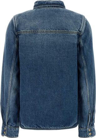 Ganni Womens Denim Shirt Tint Wash Tencel Lyocell Camicie