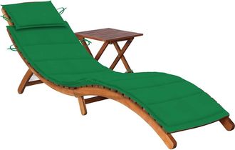 vidaXL Vidaxl - Tumbona De Jard&iacute;n Con Mesa Y Coj&iacute;n Madera Maciza De Acacia